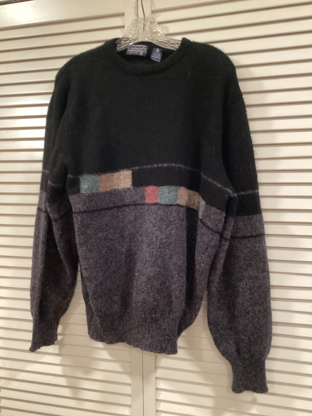 Covington Men's Color block VTG 1960s Sweater pure Wool Large